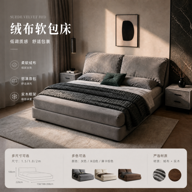 将尺寸图中的110cm修改为100cm，去除床体中间的拼接缝隙，保持整体风格和其他信息不变预览效果