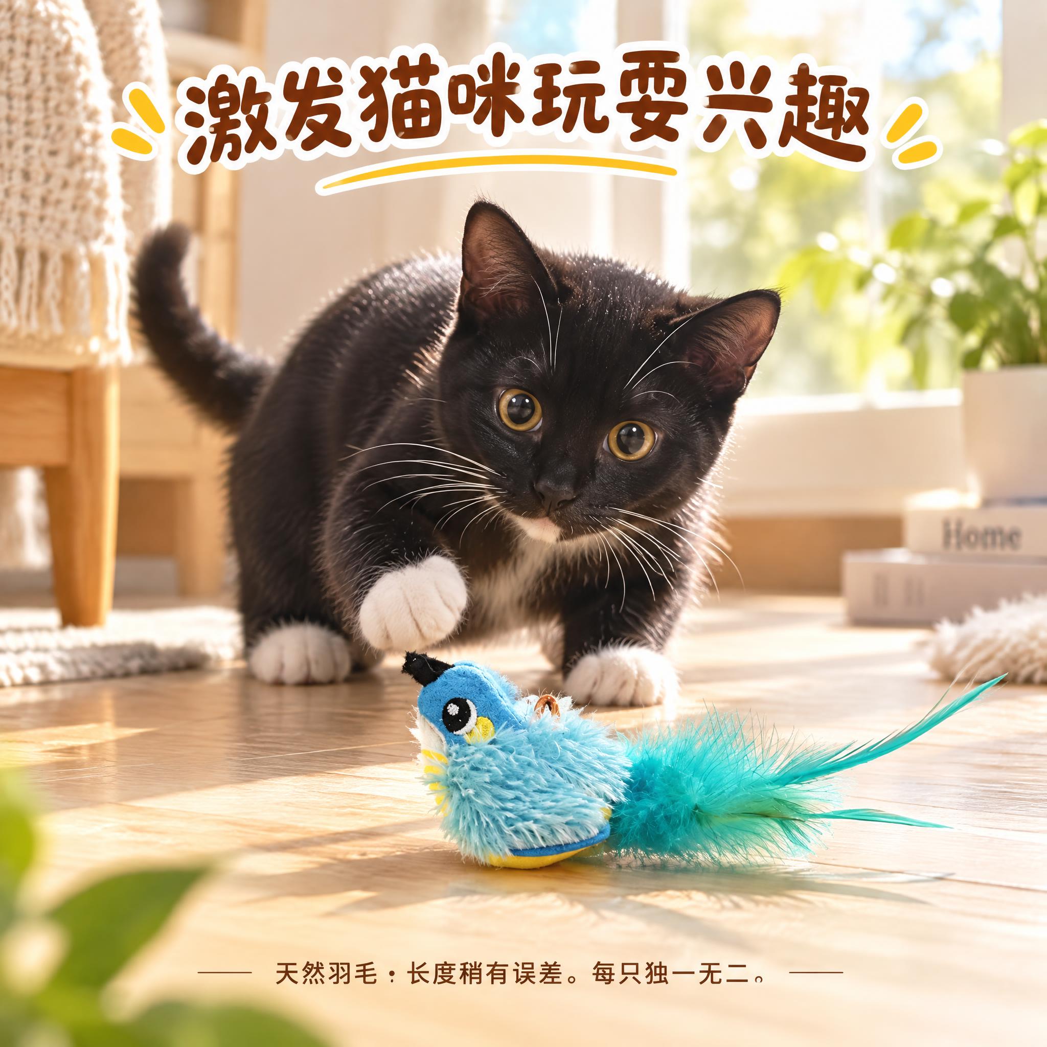 淘宝电商主图，1:1正方形，日式阳光家居风格。画面中一只黑白奶… - 图片创意预览