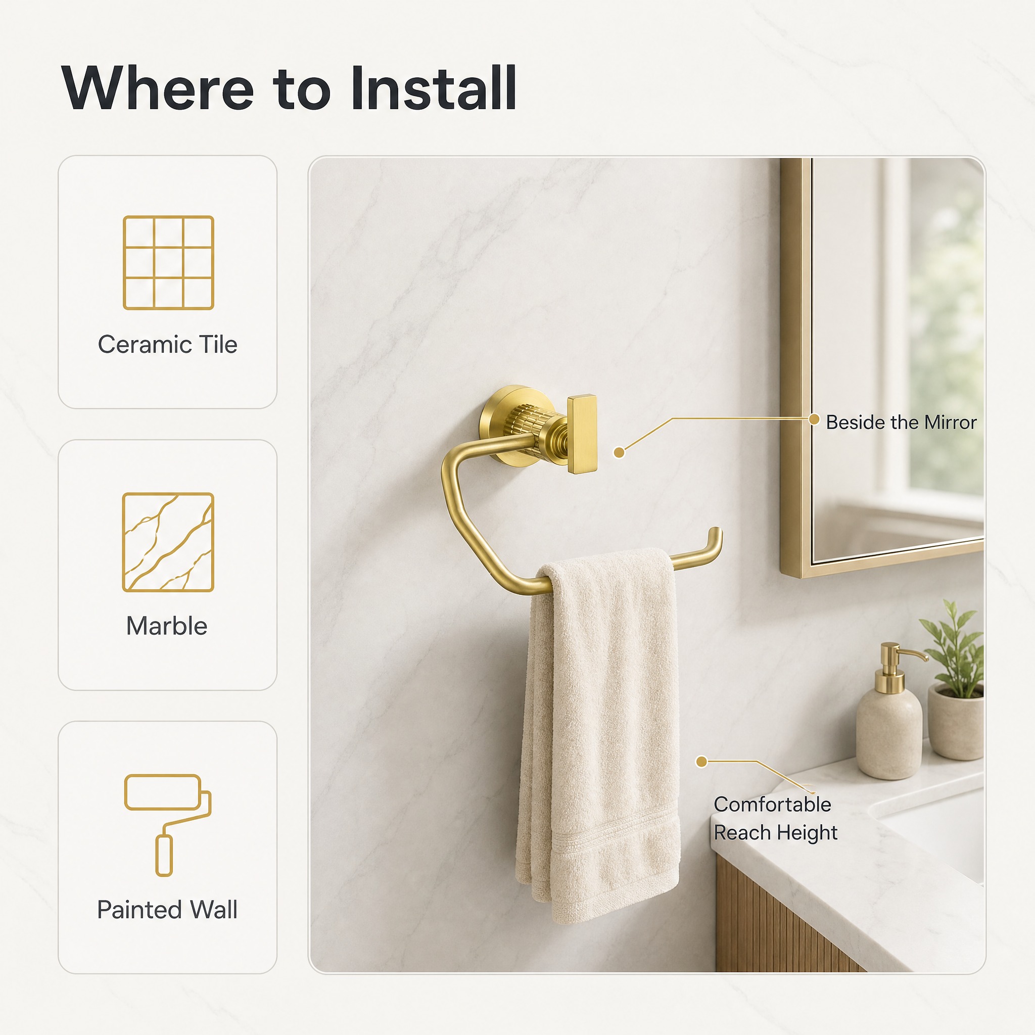 [主图-8] 金色浴室手巾环（Gold Towel Ring）… - 图片创意预览