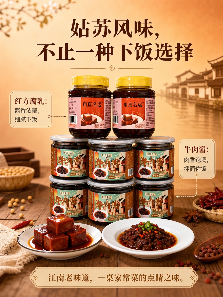 [商品] 使用【图5】罐装红方腐乳和【图6】罐装牛肉酱作为产品… - 图片创意预览
