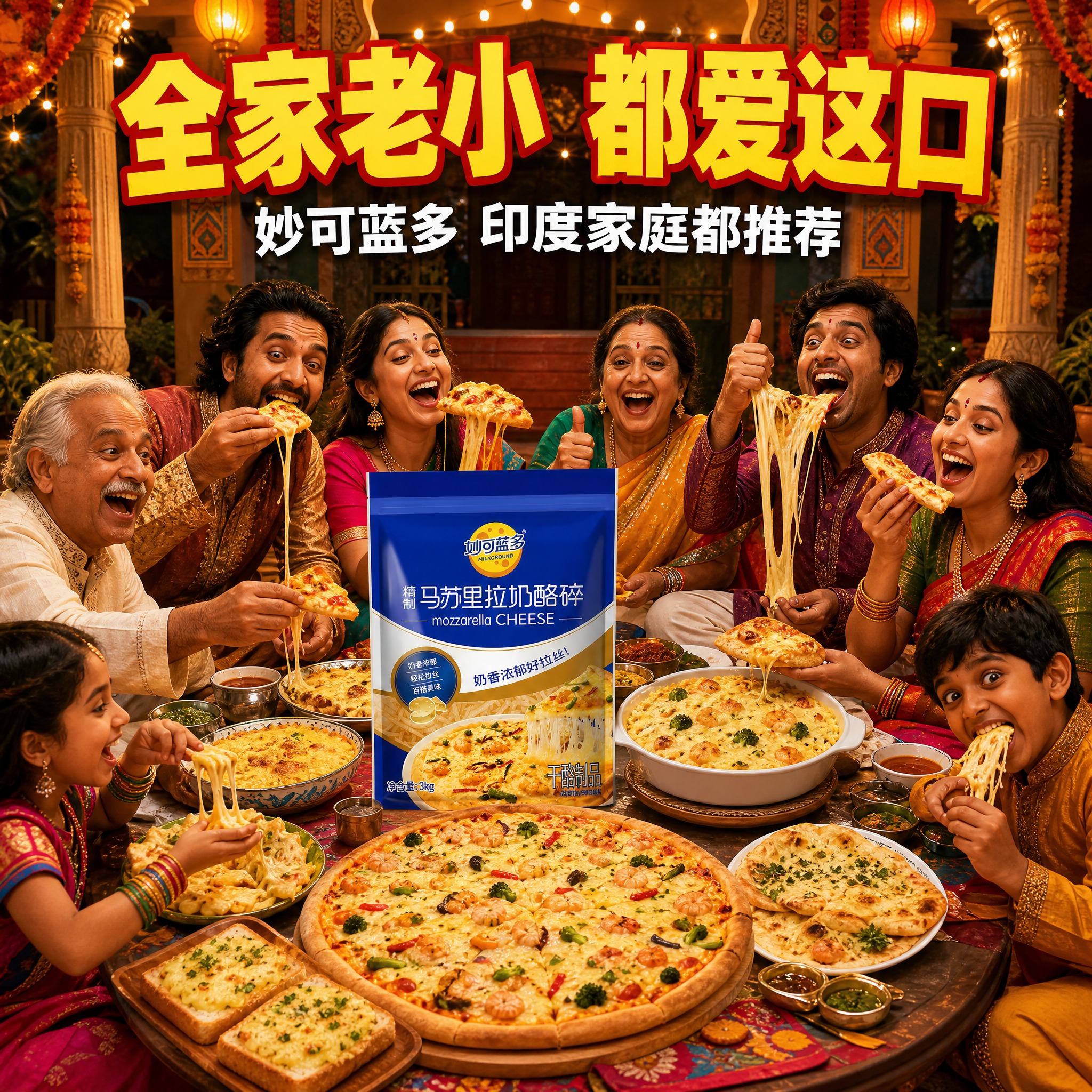[主图-5] 多人美食派对图，主题为印度三哥大家庭美食派对，一… - 图片创意预览