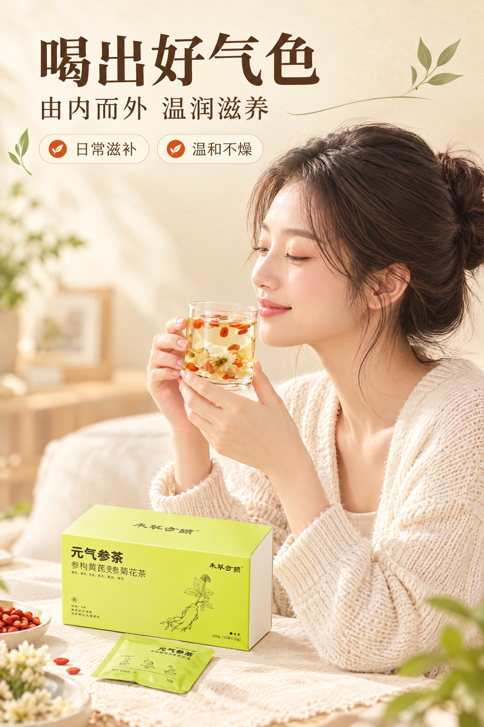 [商品] 使用【图1】玻璃杯冲泡成品为基础，生成亚洲年轻女性手… - 图片创意预览