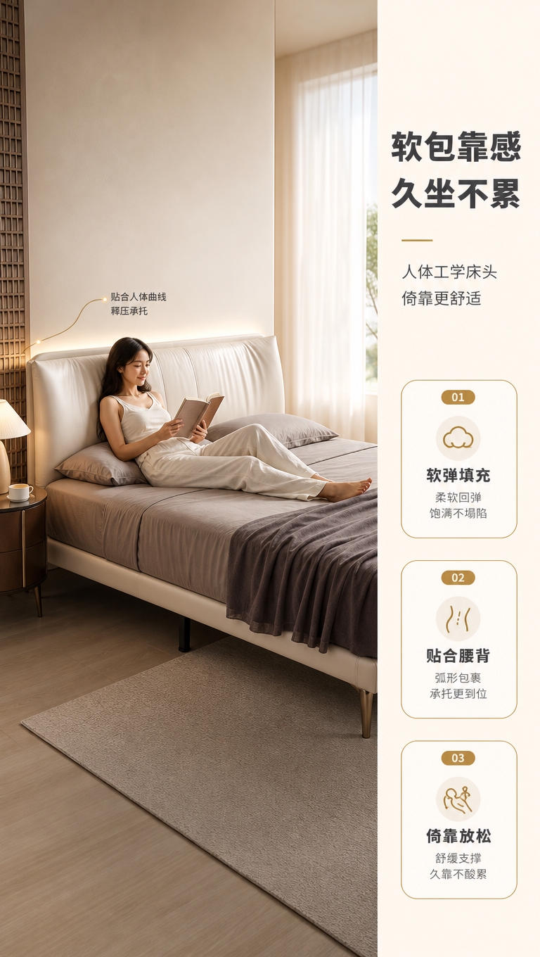 [商品] 使用【图1】S系列天空高脚齐边皮艺床；保留床头软包造… - 图片创意预览