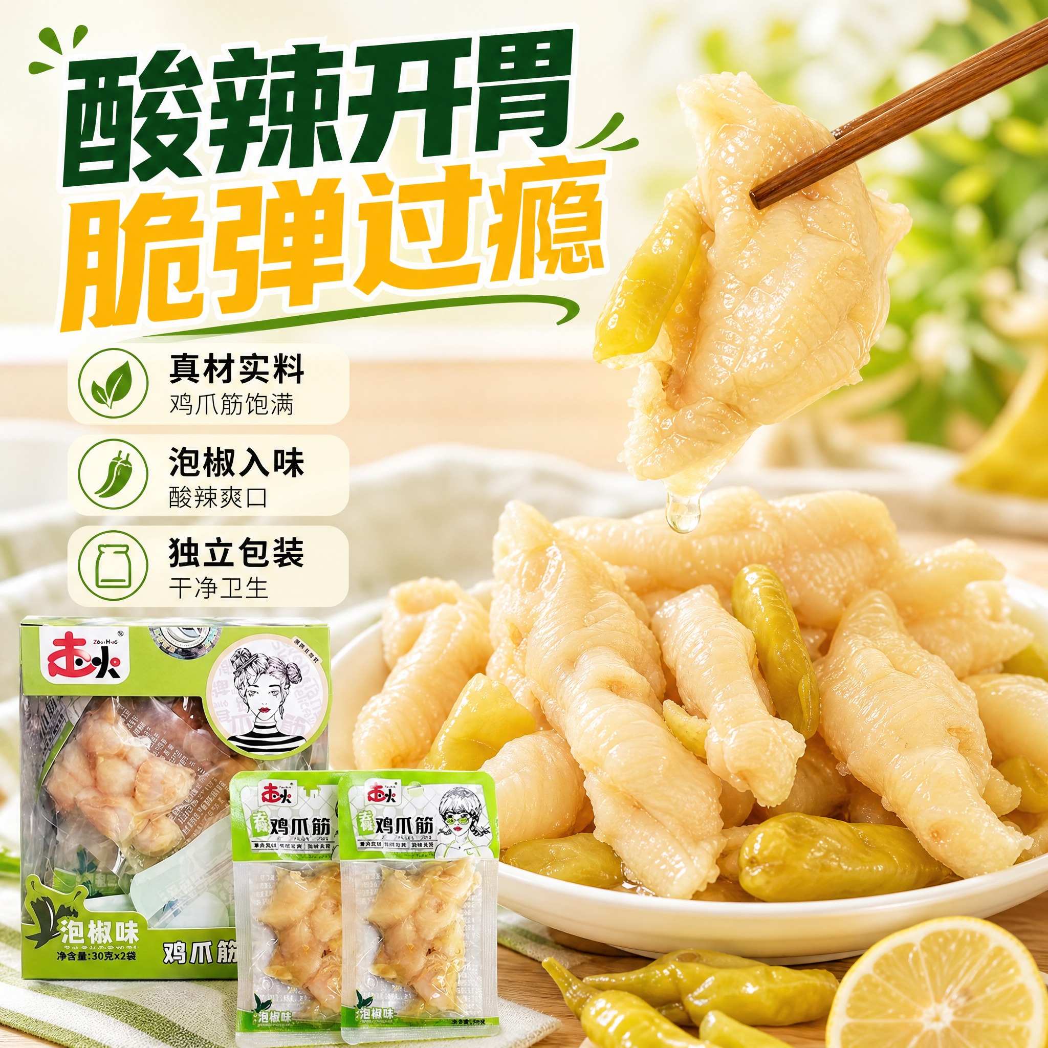 [主图-2] 核心卖点 真材实料 酸辣开胃 拼多多食品主图 [… - 图片创意预览