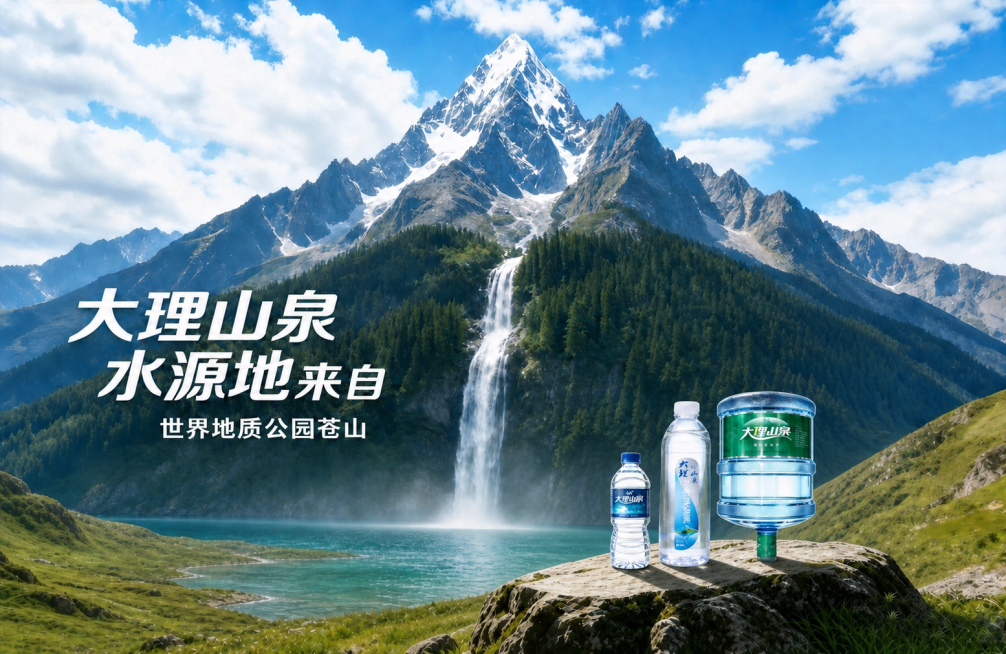 将红框内的瓶装水桶装水和放置它们的岩石整体缩小到原来尺寸的三分之二，保持其他画面和文字内容不变预览效果