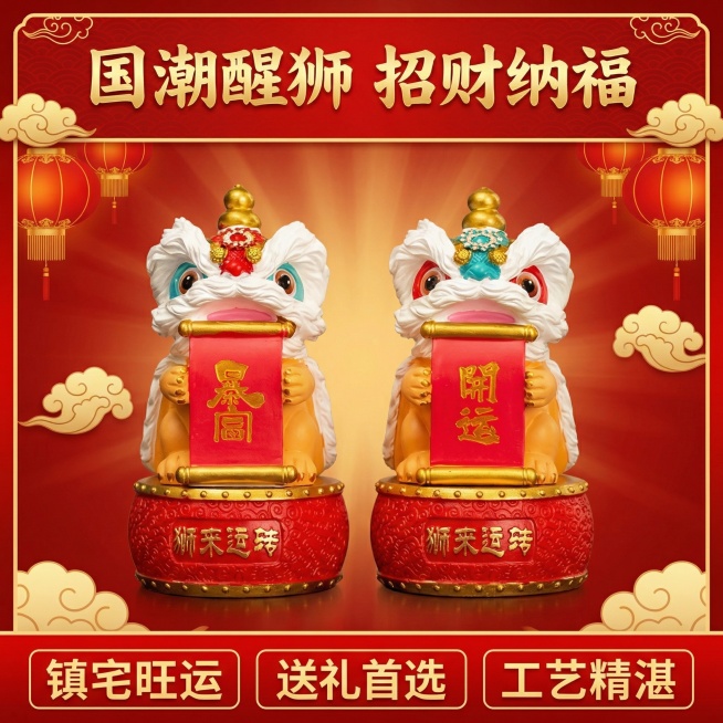 更换一个喜庆的背景，增加卖点。尺寸为电商主图尺寸预览效果