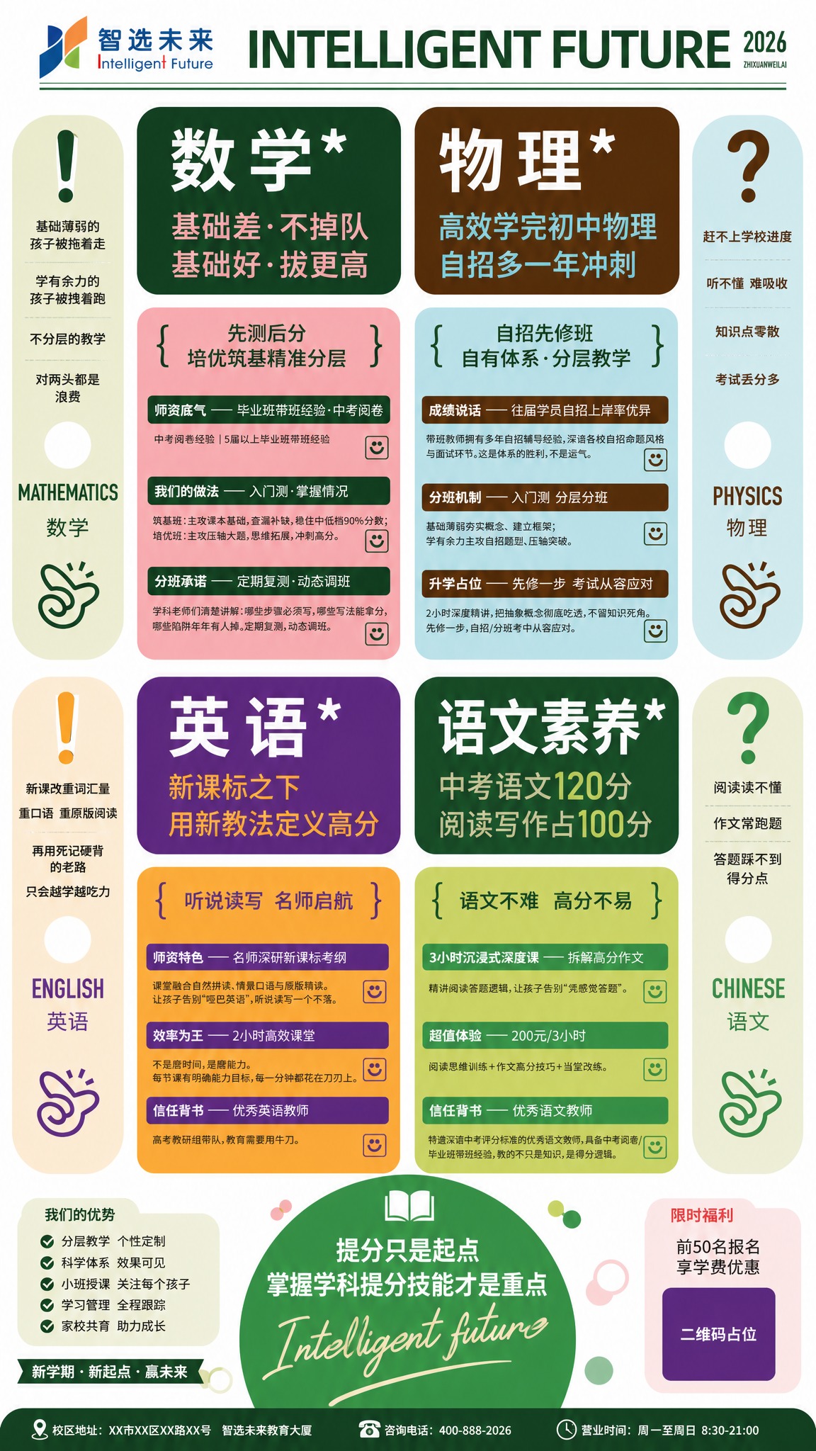 一张竖版课程招生海报，延续参考图的现代简约孟菲斯风格，圆角色块… - 图片创意预览
