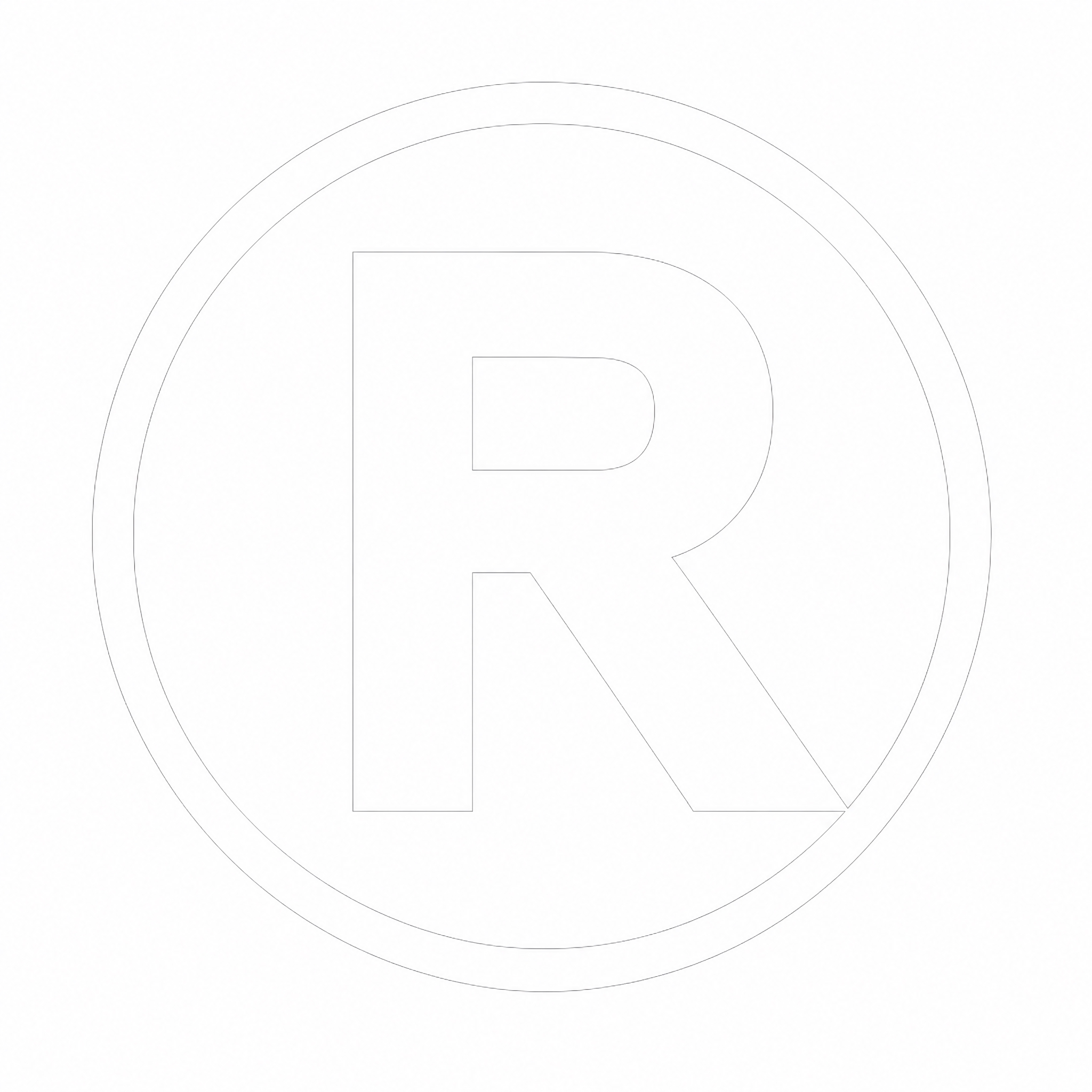 将图中的黑色字母R和黑色圆形边框改为白色，背景保持纯白色，整体… - 图片创意预览