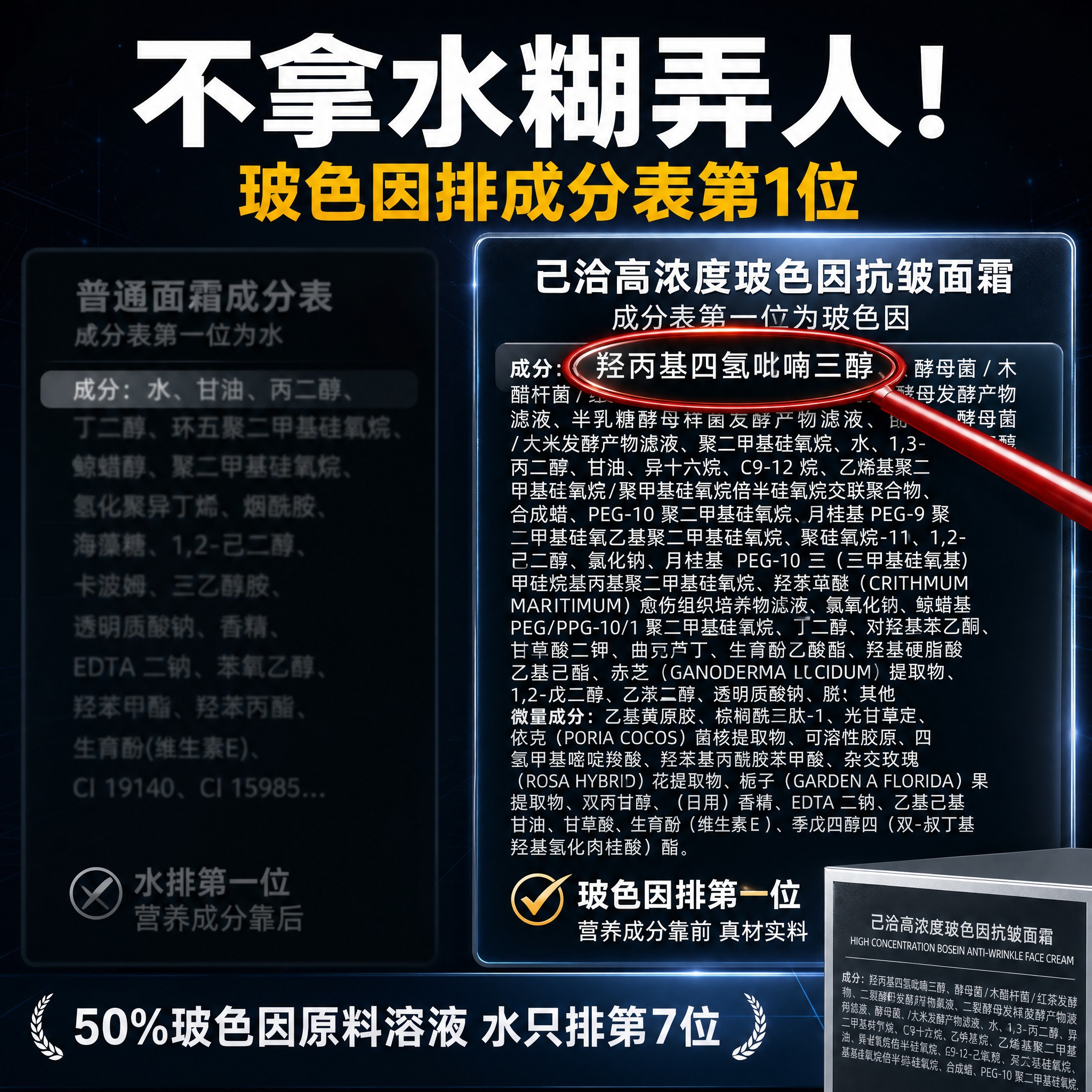 [主图1] 己洽高浓度玻色因抗皱面霜 淘宝天猫1:1主图 点击… - 图片创意预览