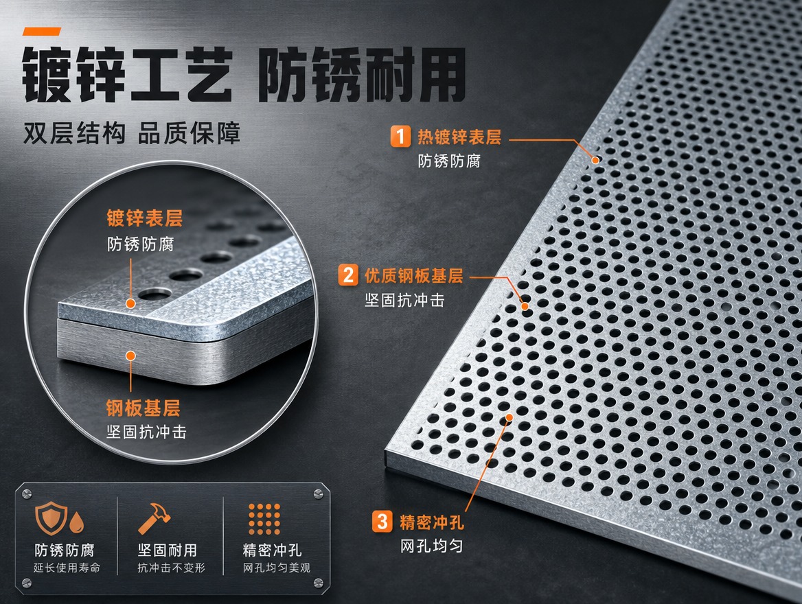 [商品] 使用【图1】镀锌冲孔网；保留镀锌金属材质、圆孔结构；… - 图片创意预览