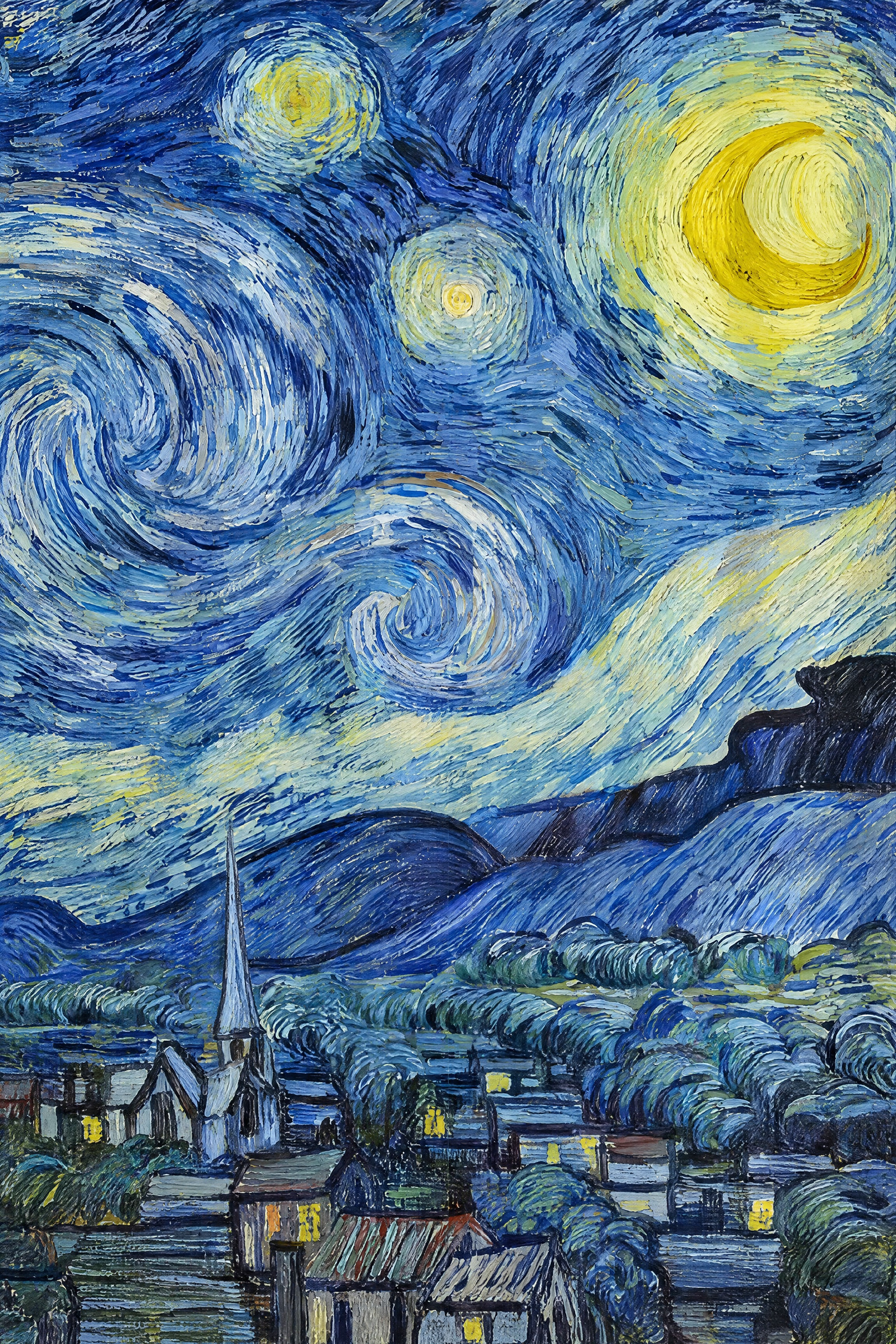 提取参考图中的门帘图案，完整保留梵高星夜油画的所有笔触、色彩和… - 图片创意预览