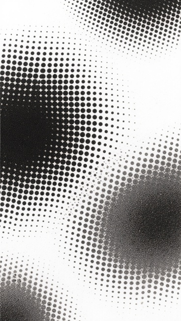一张黑白波普艺术风格的背景图，由大量均匀分布的黑色小圆点组成，圆点大小一致，排列形成细腻的网点质感。背景为纯白色，黑色网点以不规则的密度分布，部分区域网点密集形成深灰色调的斑驳效果，整体呈现出柔和的渐变层次和颗粒感，营造出简约、复古且具有印刷质感的视觉氛围，画面干净整洁，无任何文字或图案元素。预览效果