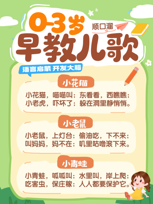 教育培训k12教育早幼教儿歌顺口溜科普引流小红书封面预览效果