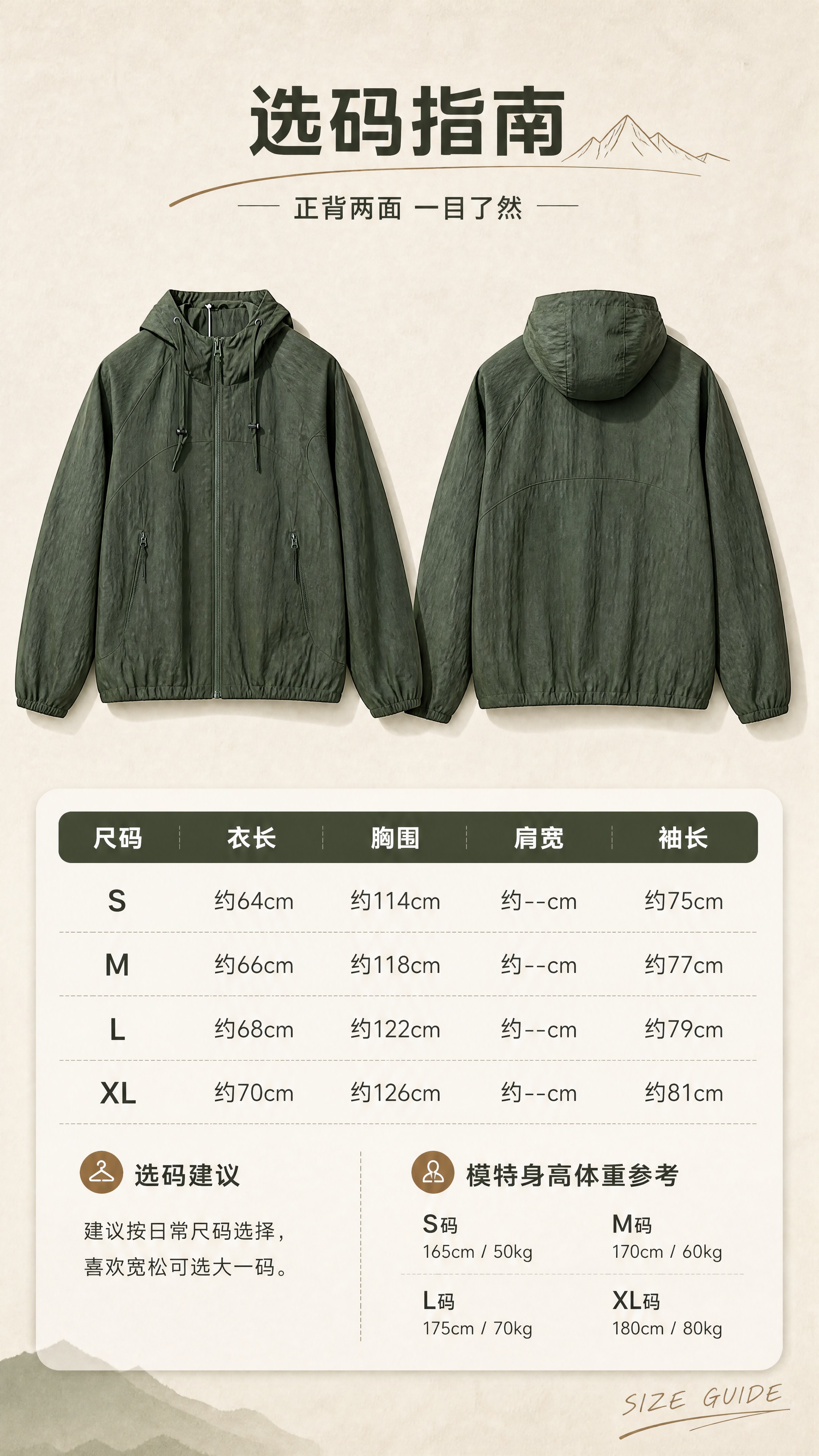 [商品] 使用【图1】橄榄绿连帽休闲夹克；商品处理：保留连帽抽… - 图片创意预览