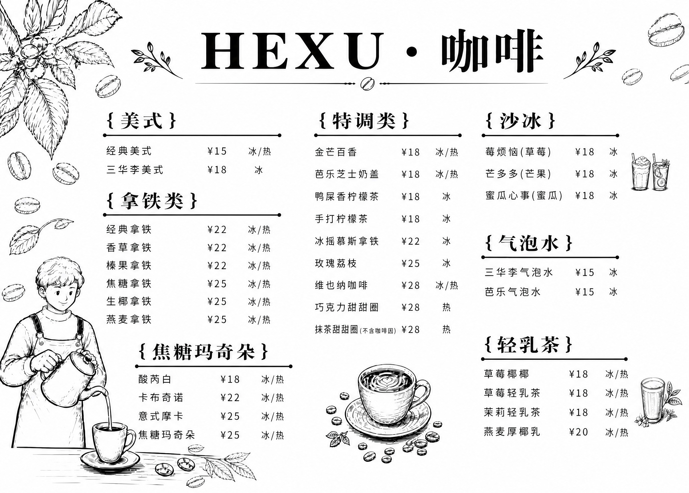 产品精修，将复古牛皮纸咖啡菜单图的底色去除，替换为纯白色背景，… - 图片创意预览