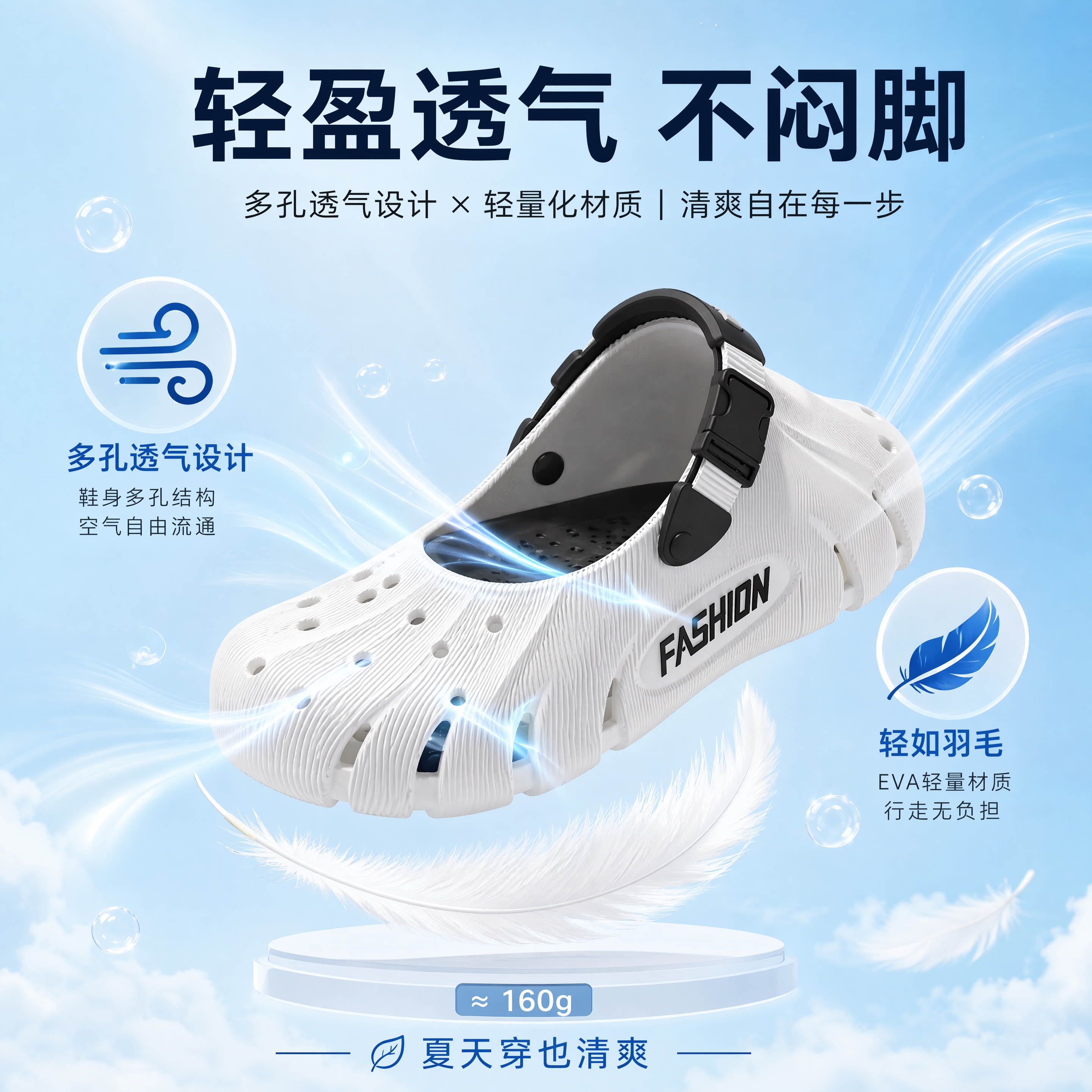 [第5张] 轻盈透气展示页——鞋身多孔透气+轻量化展示。本张使… - 图片创意预览
