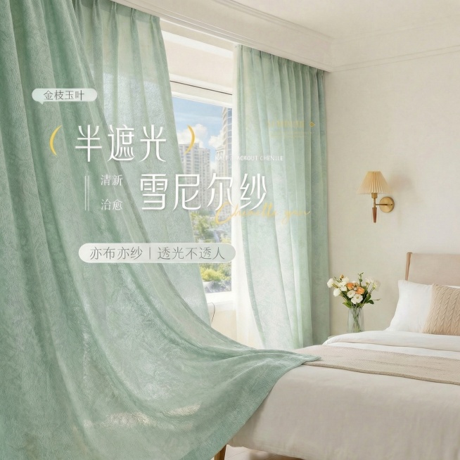提取窗帘一部分作为前景放在图片左边预览效果