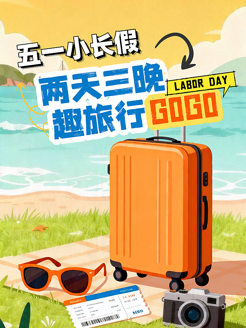 五一长假旅行踏青小红书封面海报