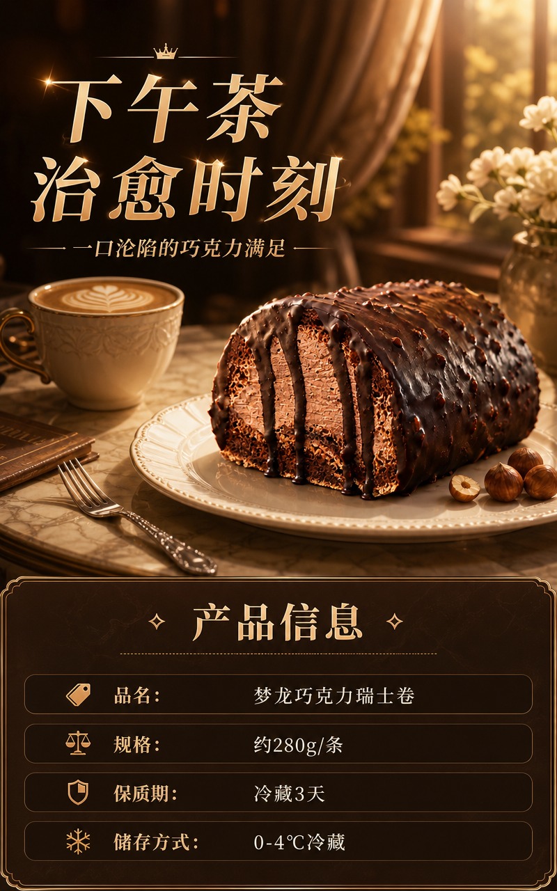 [商品] 使用【图1】梦龙巧克力瑞士卷；保留完整产品形态、巧克… - 图片创意预览