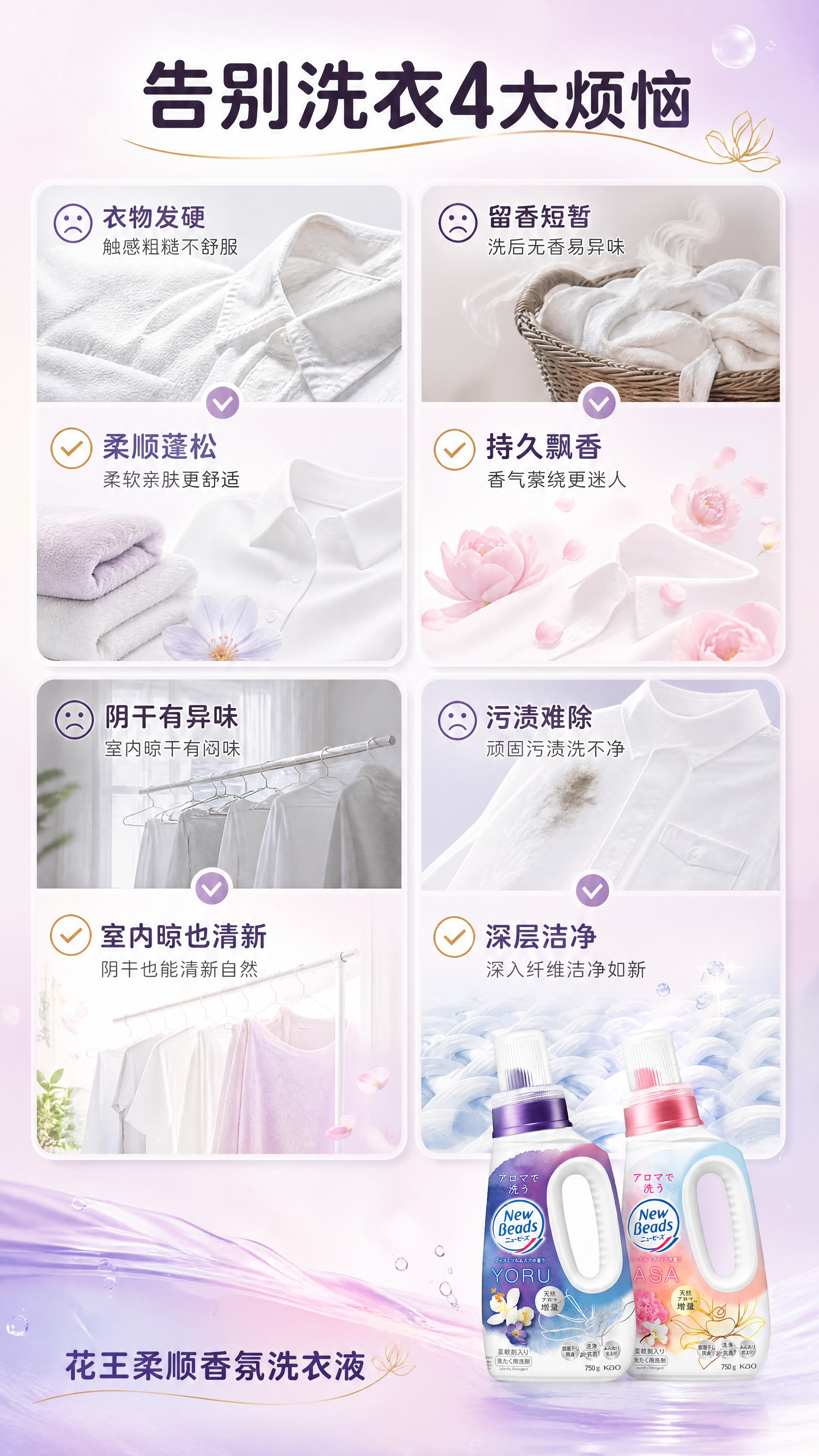 [商品] 使用【图1】花王New Beads柔顺香氛洗衣液双瓶… - 图片创意预览