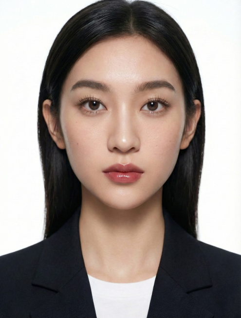 妆容精致，中长睫毛，唇部滋润，预览效果