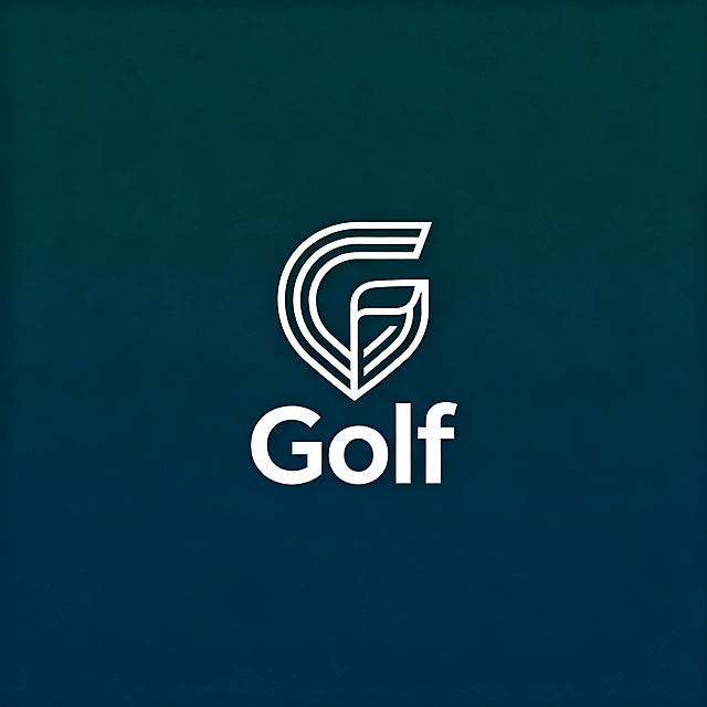 一个极简主义风格的现代LOGO设计，核心图案为字母“G”的创意变体，线条流畅、几何感强，形态可融入高尔夫球杆或球道的抽象轮廓，整体保持高度对称与视觉平衡；文字部分为无衬线字体“Golf”，字形简洁有力，与图形元素在视觉重量上协调统一；背景采用纯色（如深灰、墨绿或藏蓝），无任何装饰、留白充足，突出主体；整体氛围专业、高端、沉稳，适合运动品牌或奢侈品定位，确保图形与文字在构图中形成清晰的视觉层级，易于识别和记忆。