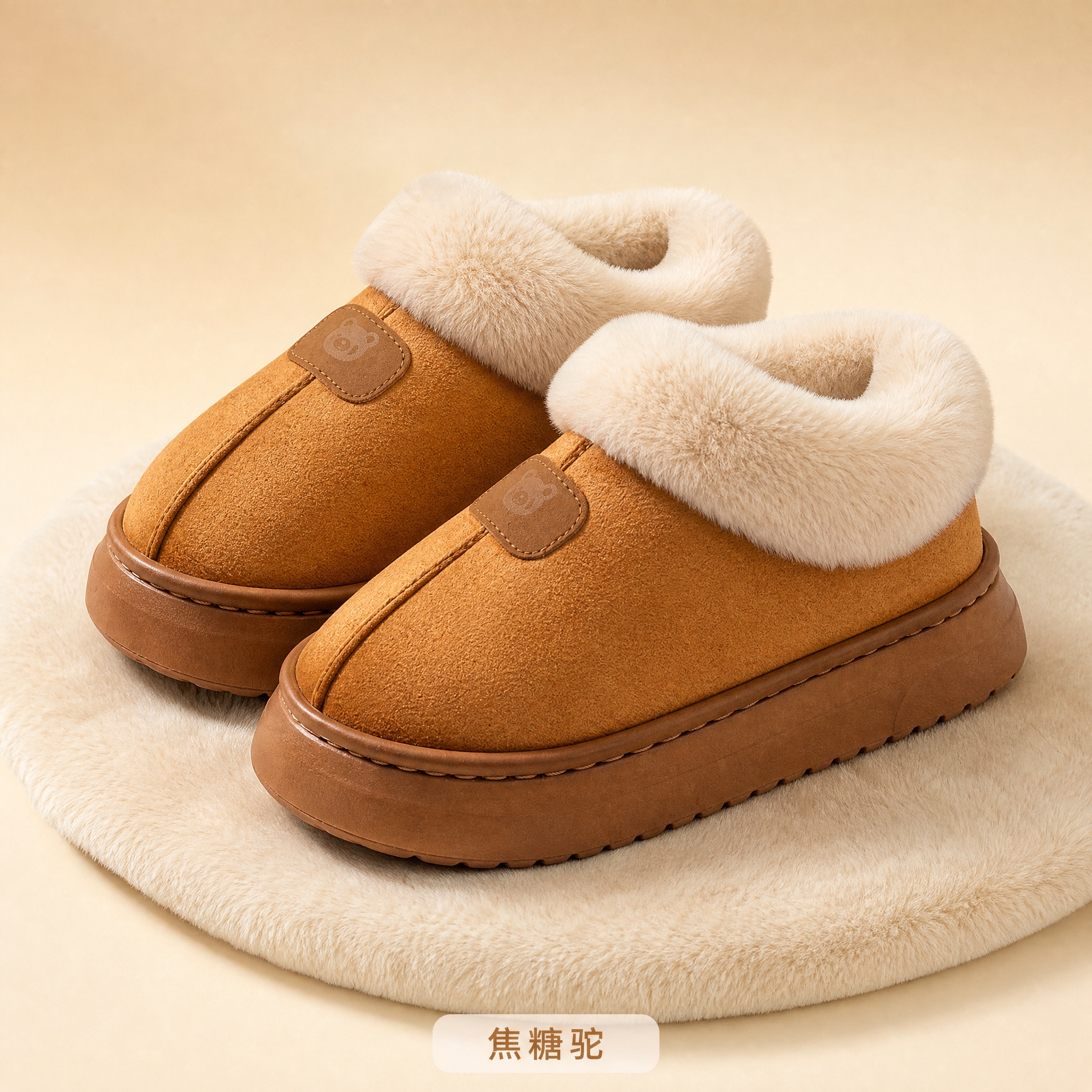 [SKU图-驼色] 包跟棉拖鞋驼色款SKU展示图。 [商品]… - 图片创意预览