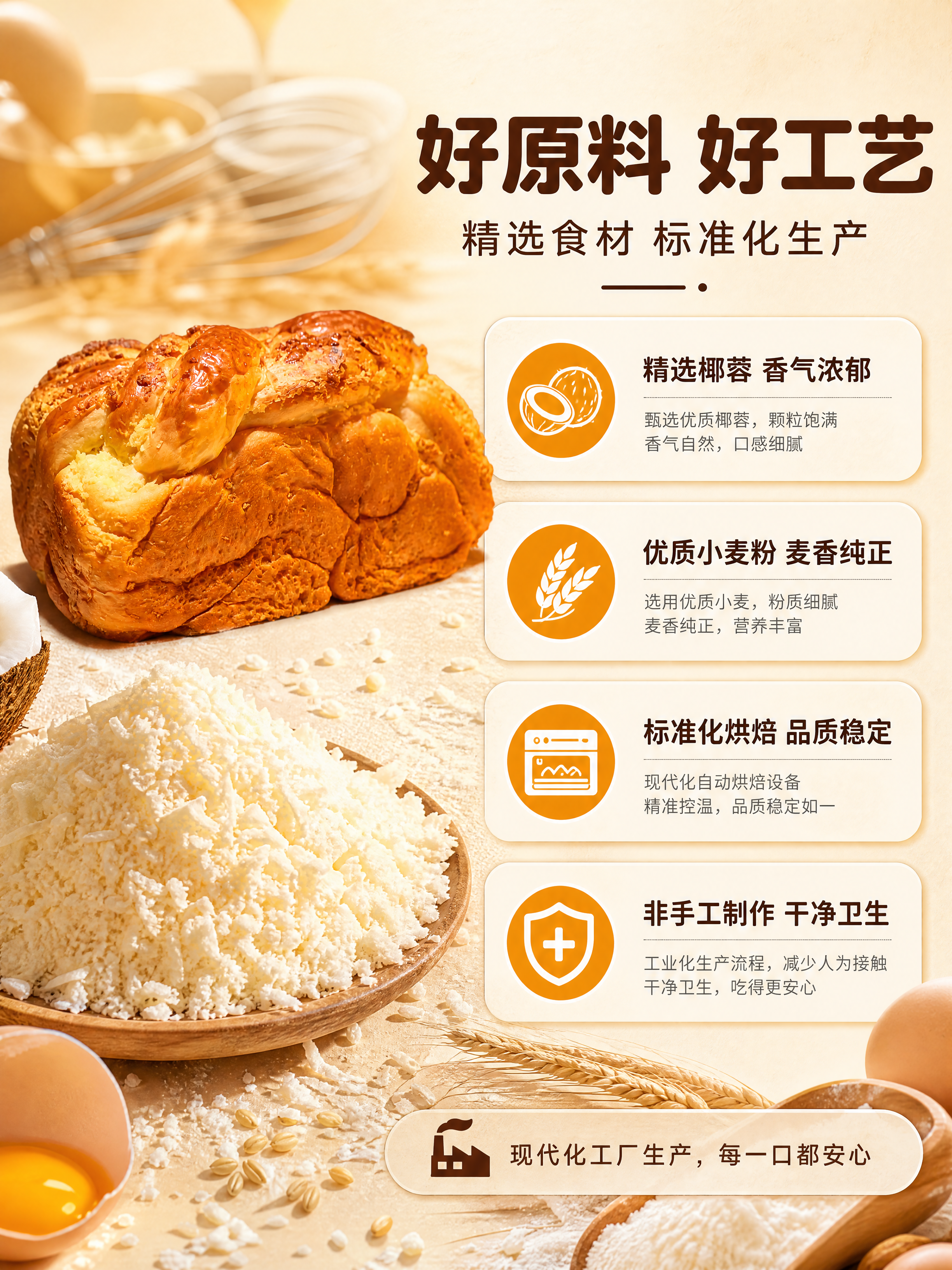 [商品] 使用【图2】黄金椰蓉吐司面包侧面角度；保留吐司的编织… - 图片创意预览