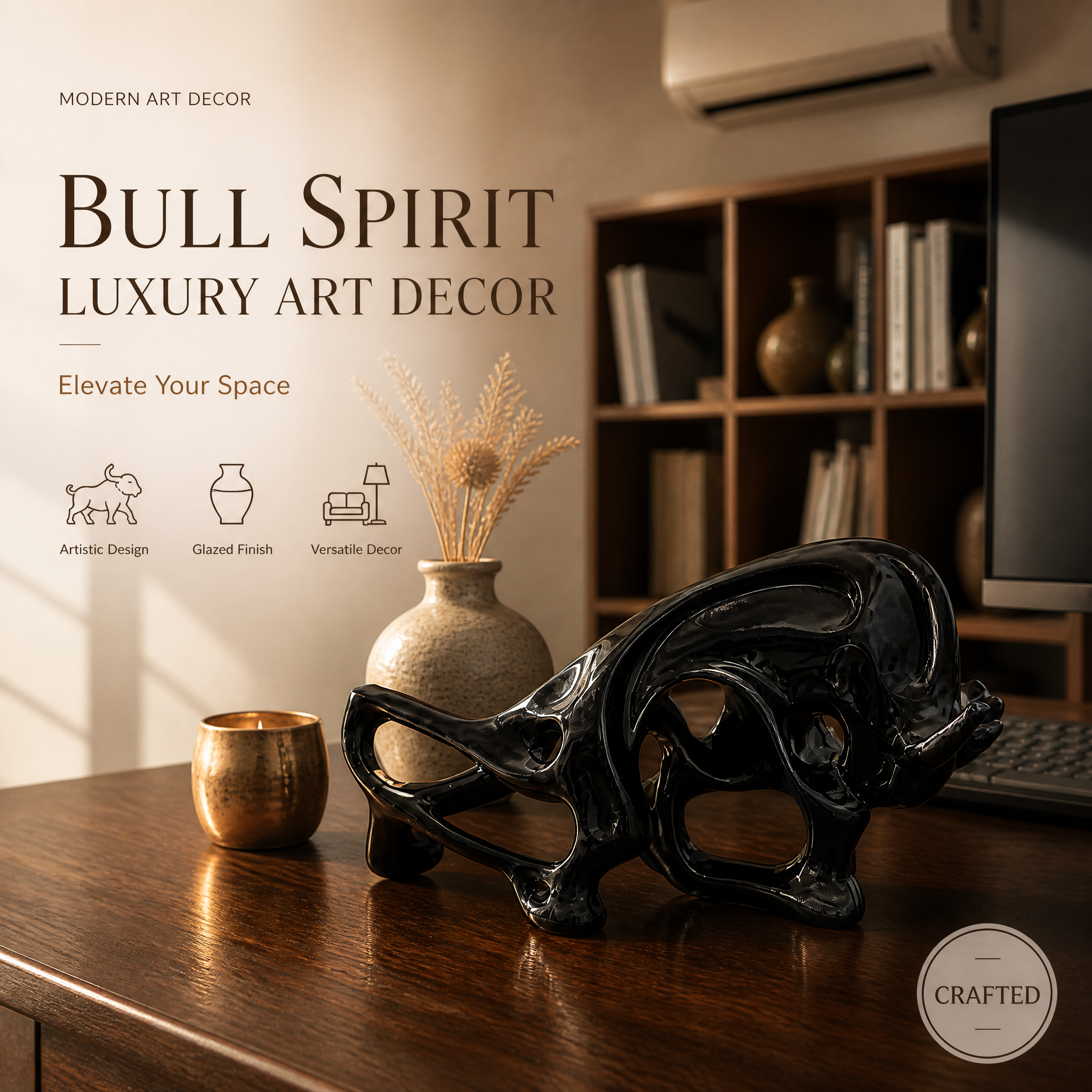 [单张主图] Black abstract bull art… - 图片创意预览