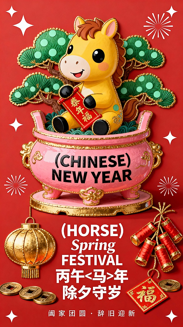 漆线雕 马年春节 除夕