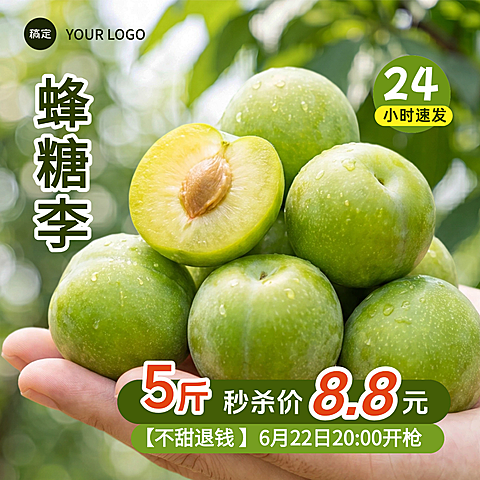 实景感简约大字水果李子蜂糖李食品生鲜电商零售主图直通车