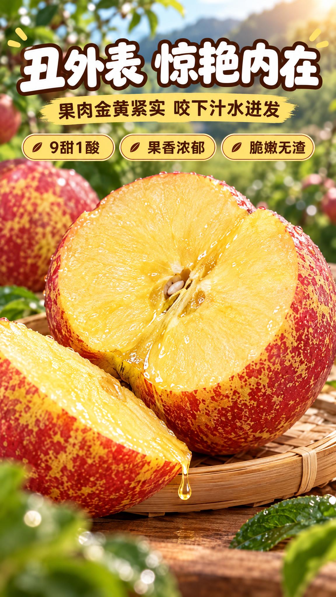 [商品] 使用【图1】昭通丑苹果实拍果；主体为切开后的果实，保… - 图片创意预览