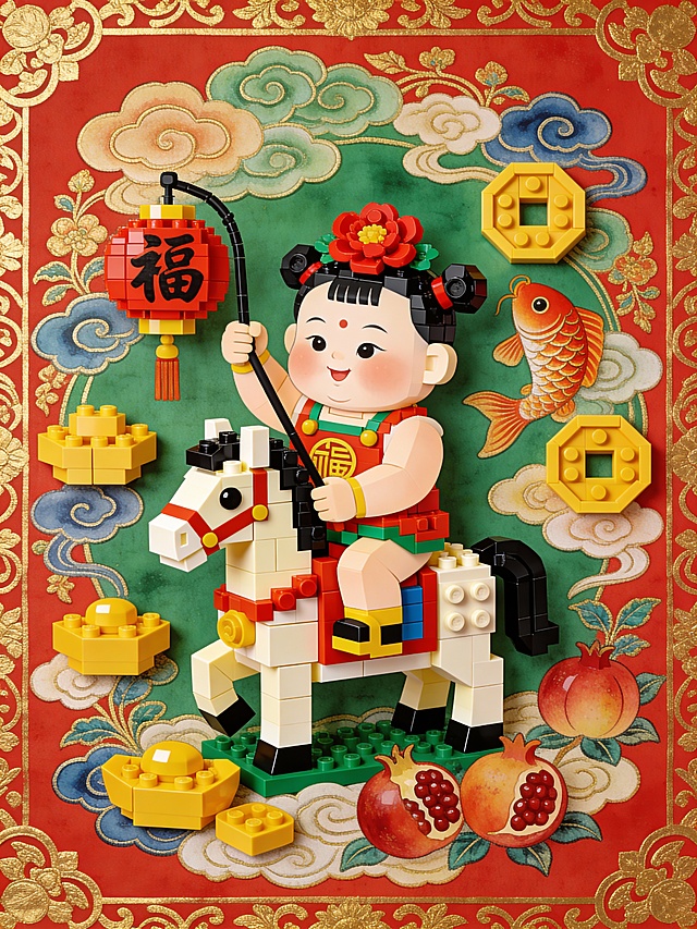 乐高风格年画