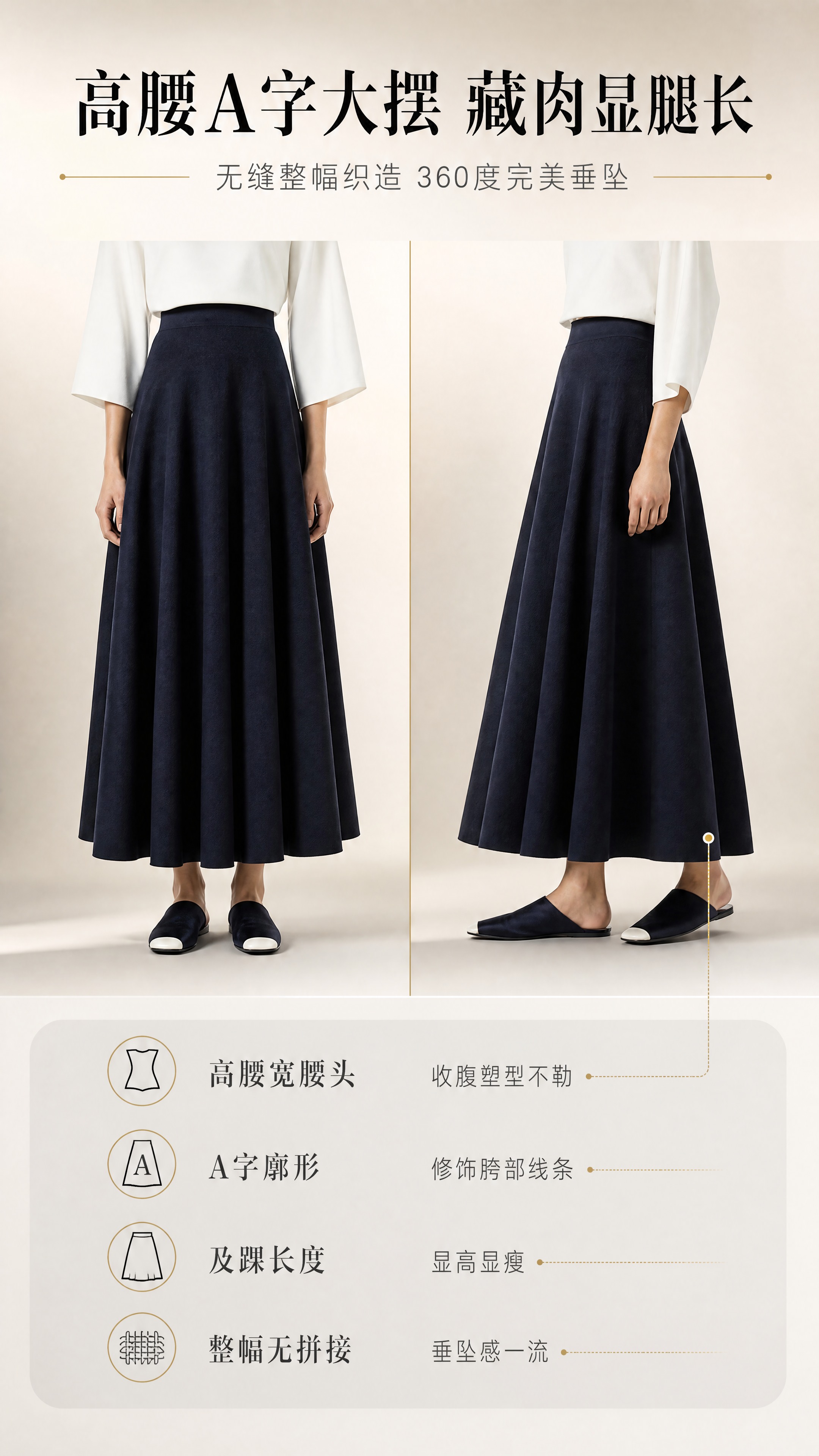 [商品] 使用【图3】深藏青色半身裙模特正面图、【图4】藏青裙… - 图片创意预览