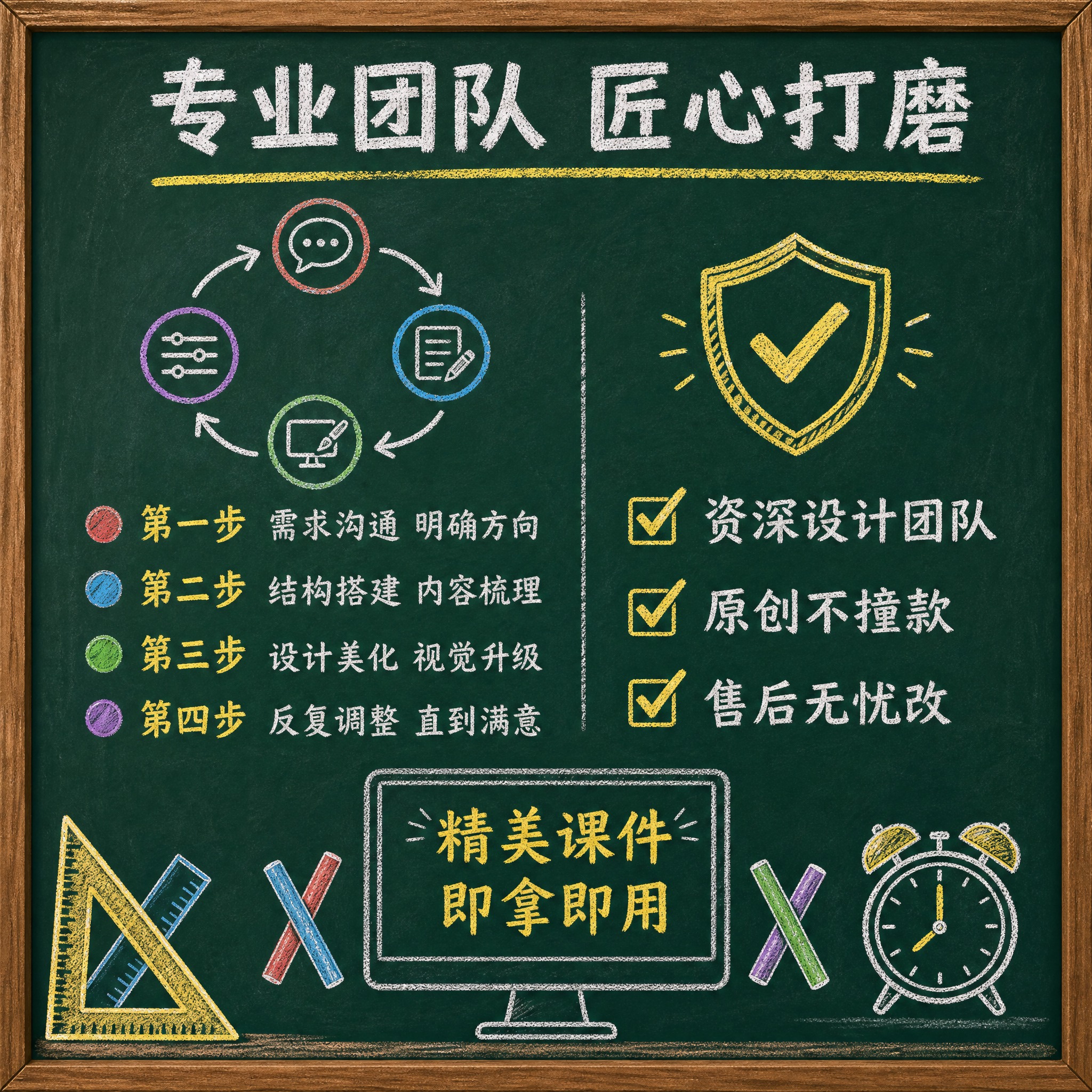 [主图-2] 教师PPT定制服务优势展示图，核心任务是展示服务… - 图片创意预览