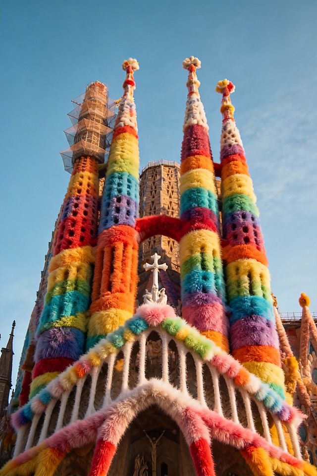 给圣圣家族教堂穿上毛绒衣服｜暖冬万物