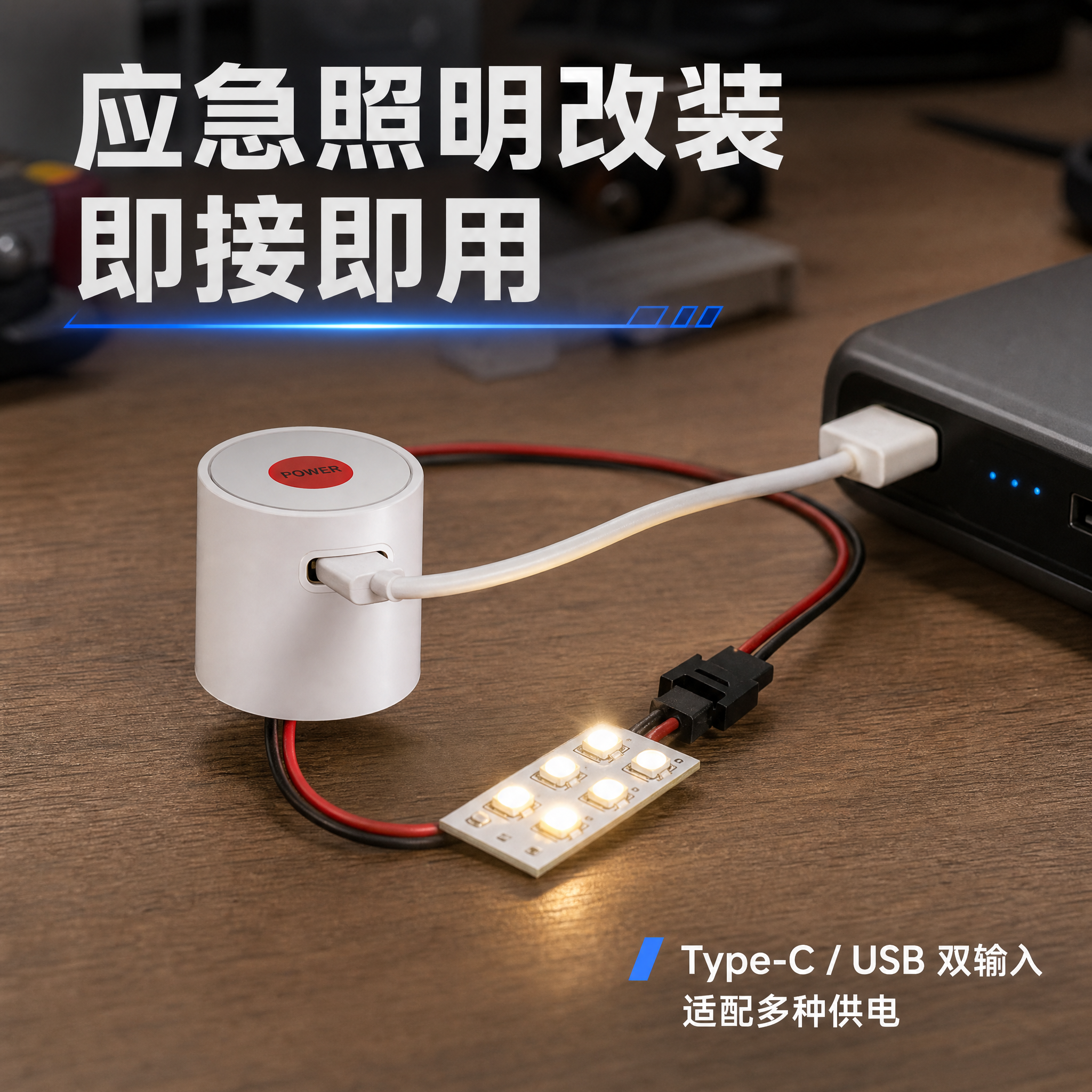 [主图-4] 真实使用场景 应急照明改装应用 设备连接闭环展示… - 图片创意预览