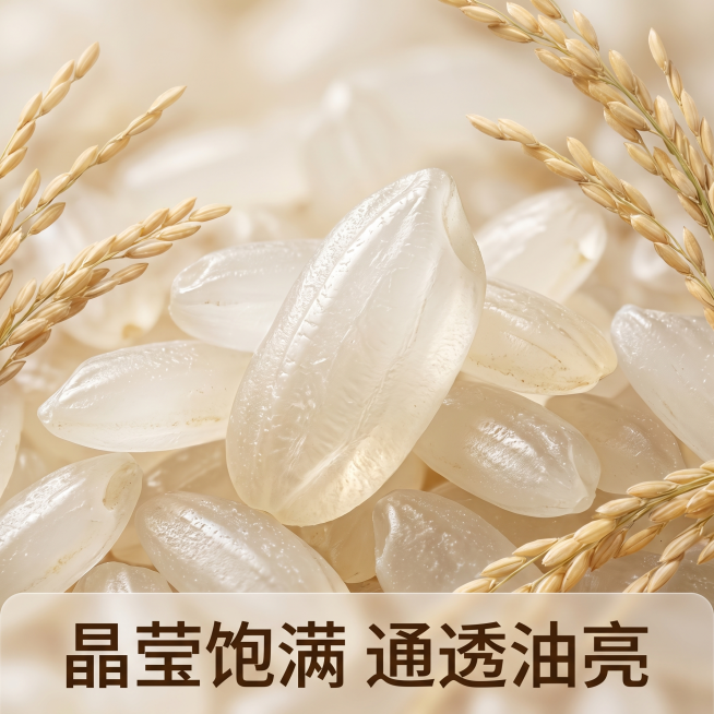 [主图 3] 大米颗粒细节微距展示
[氛围风格] 真实微观质感，突出优质品质
[画质] 商业微距摄影质感，超高清细节，颗粒纹理清晰锐利
[元素] 放大镜效果下的晶莹饱满大米颗粒铺满画面中心，颗粒完整透预览效果