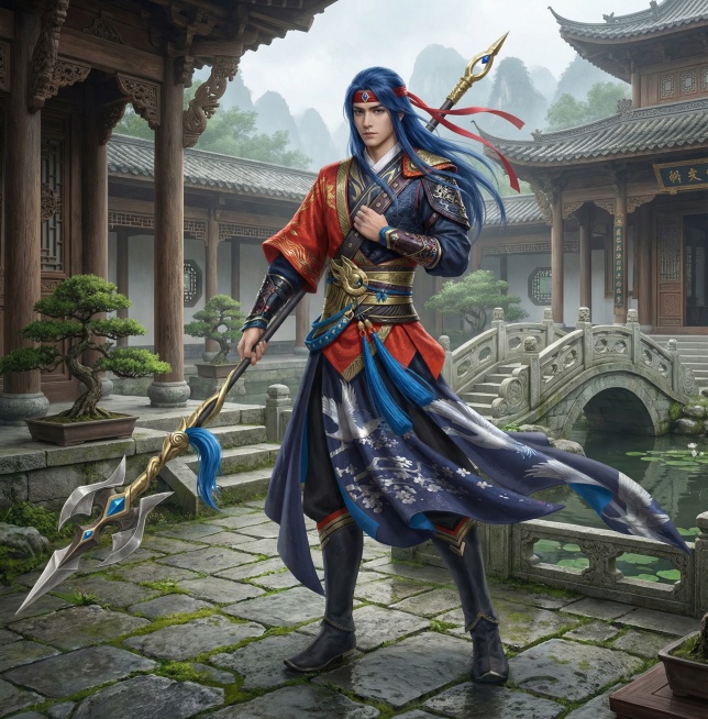 「图片1」「图片1」「图片1」「图片1」「图片1」把这张图变成真人摄像风格的，加上古代背景预览效果