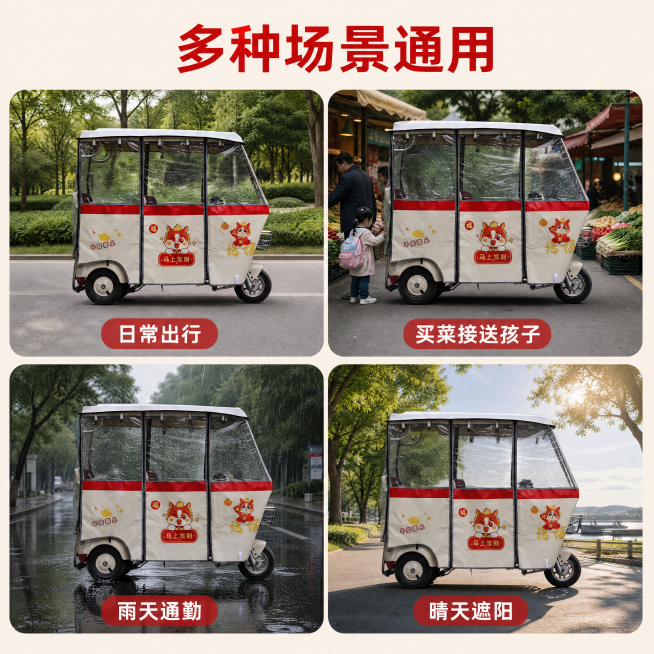 [主图-4] 多场景适用性展示图。氛围风格：自然生活化，清晰展示使用场景。画质：商业摄影质感、光线柔和通透、产品清晰真实、画面干净高级。元素：主标题区放在上方，下方展示四宫格不同使用场景：日常出行、买预览效果