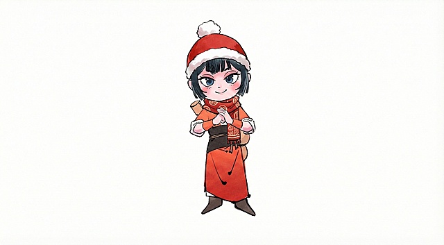 给人物带上过年的帽子，和围巾