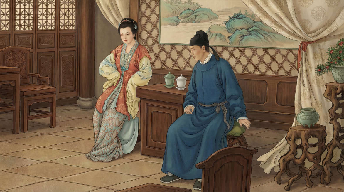 右侧人物不要胡须，服装改成常服，而不是官服。预览效果