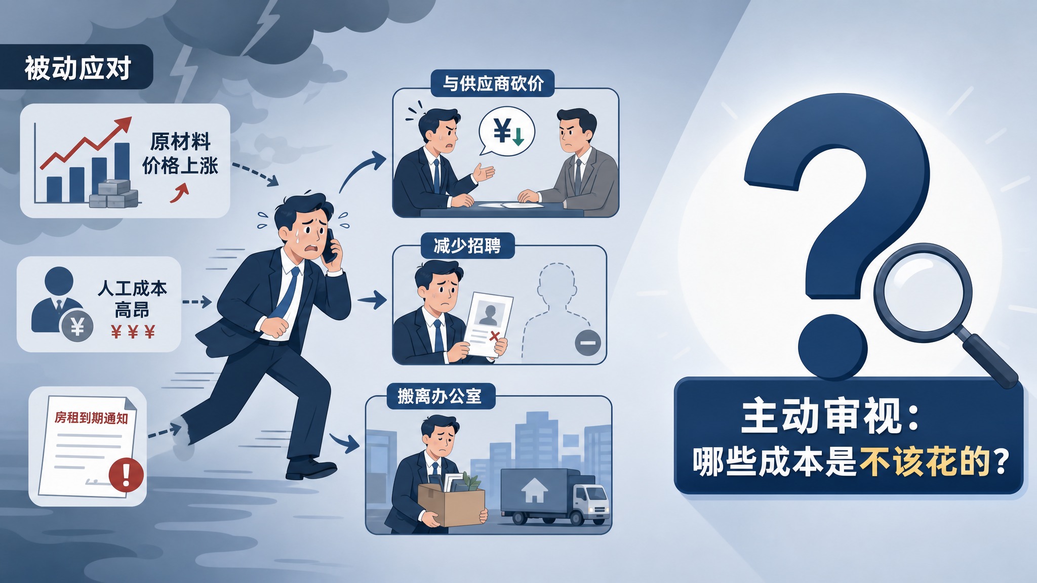 微信公众号文章逻辑插图，扁平化商务风格，主题为企业成本管理的"… - 图片创意预览