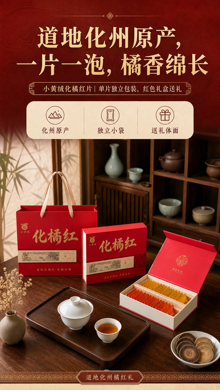 [商品] 使用【图2】红色国风化橘红礼盒+手提袋茶桌场景图；保… - 图片创意预览