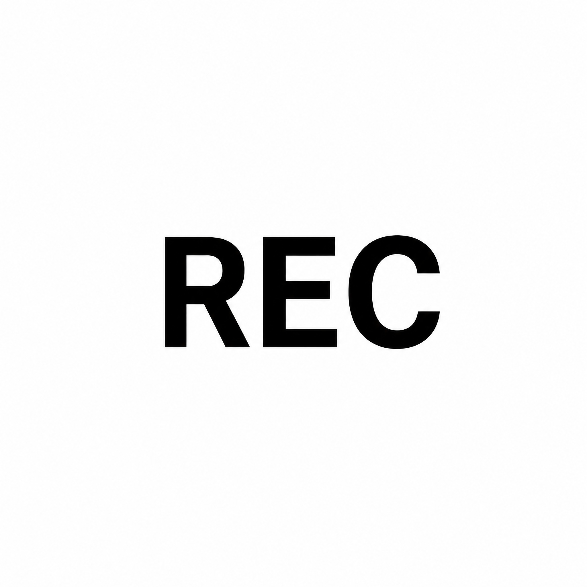 只保留黑色的REC三个大写字母，删除左侧的红色圆点，纯白色背景… - 图片创意预览