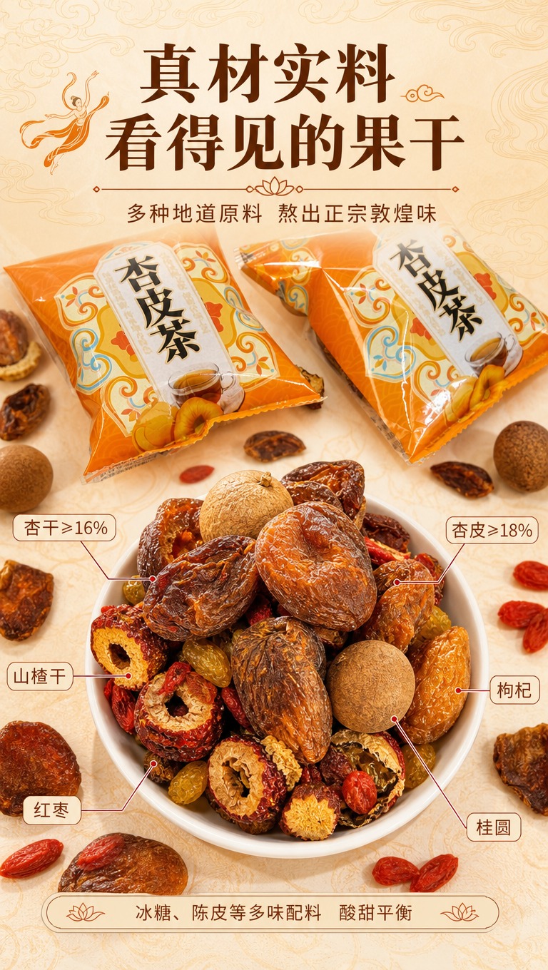 [商品] 使用【图1】杏皮茶原料果干特写图；保留白色小碗中所有… - 图片创意预览