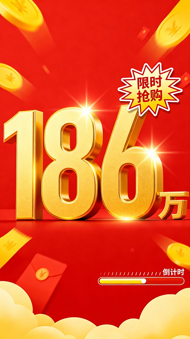 做一个“限时抢购186万”的素材图