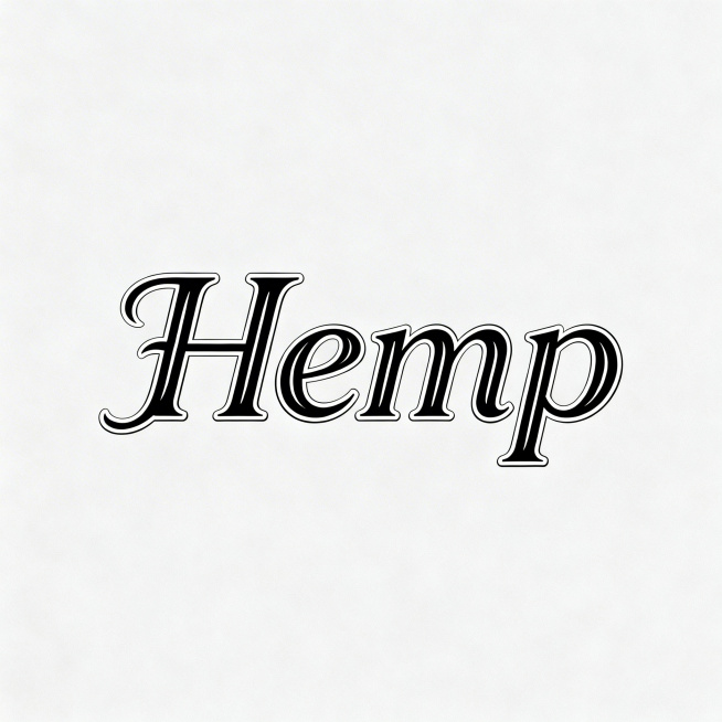 设计一张Hemp创意艺术字图片，所有字体等高，字体富有设计感和艺术美感，线条流畅有特色，整体视觉效果精致美观，背景简洁突出字体预览效果