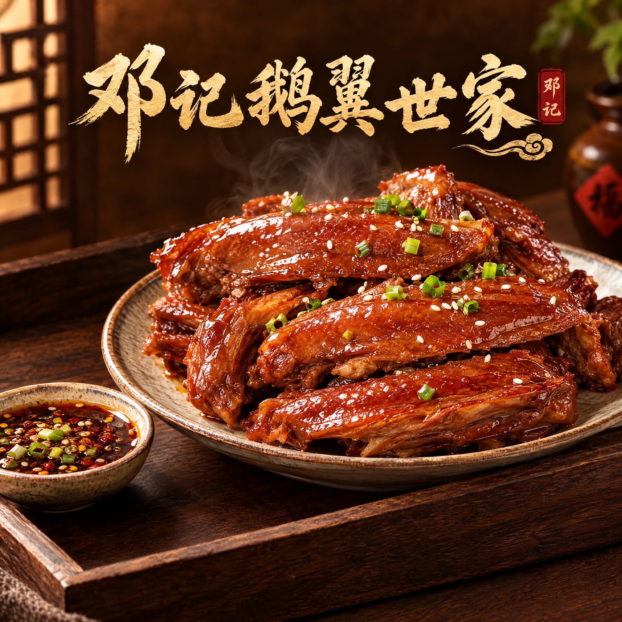 写实商业摄影风格，800x800方形店铺头像，品牌名为"邓记鹅… - 图片创意预览