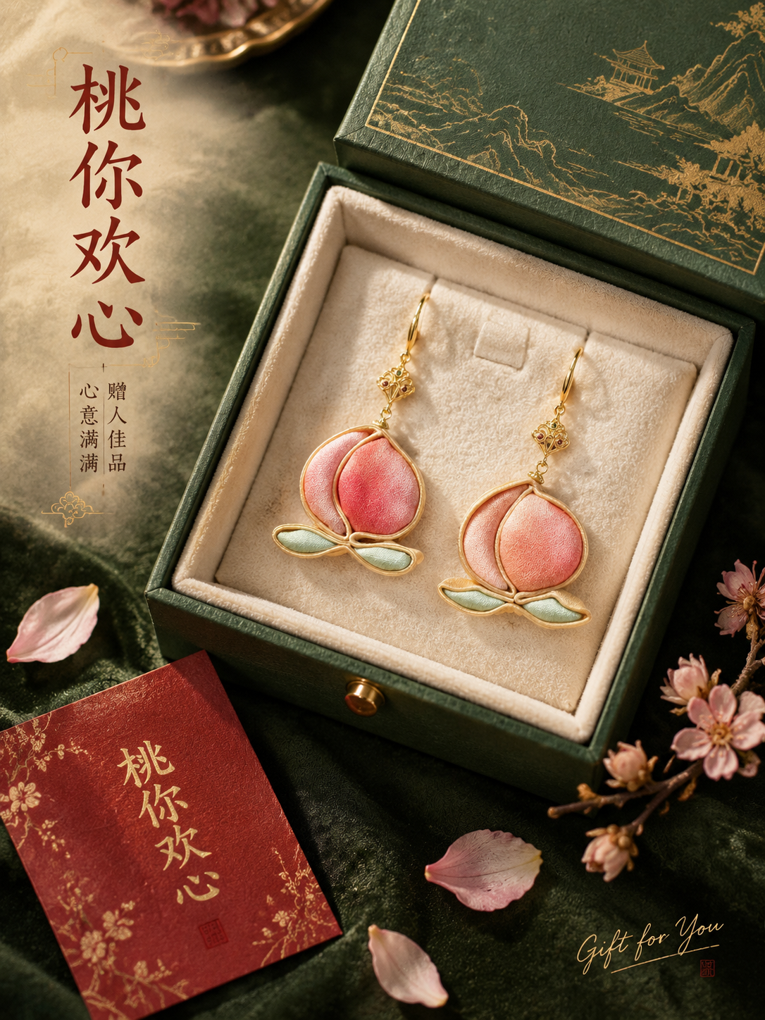 [主图-8] 主题：礼赠场景展示，耳坠作为礼物的包装与仪式感，… - 图片创意预览